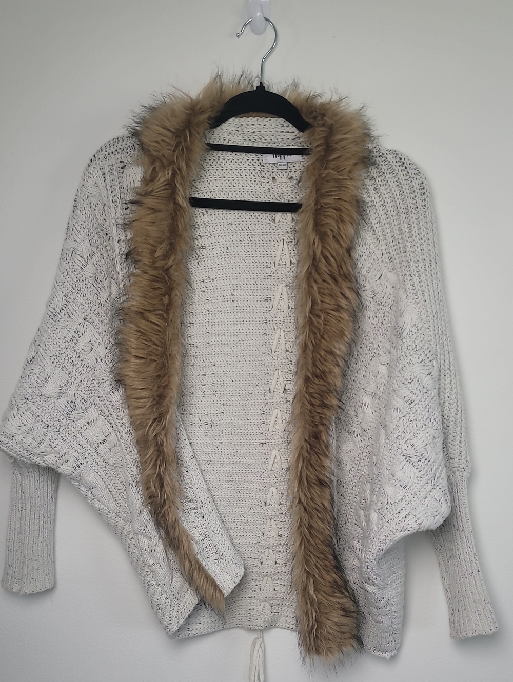 Military Hippie "Felicity" Faux Fur Batwing Cardigan One Size